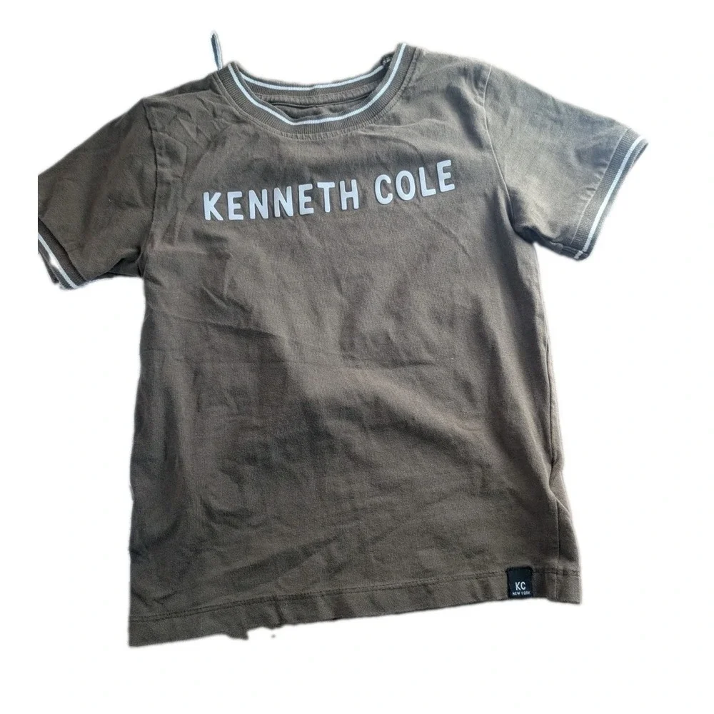 Kenneth Cole Boys Bundle Size 5 | Brown Logo Tee + White Button-Up Shirt